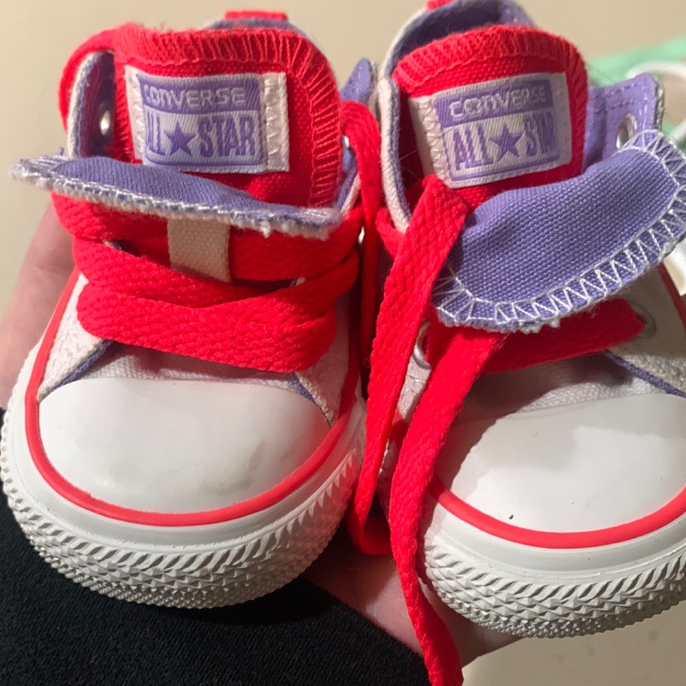 Converse Baby shoe. Size 2. Pink and purple. Low top